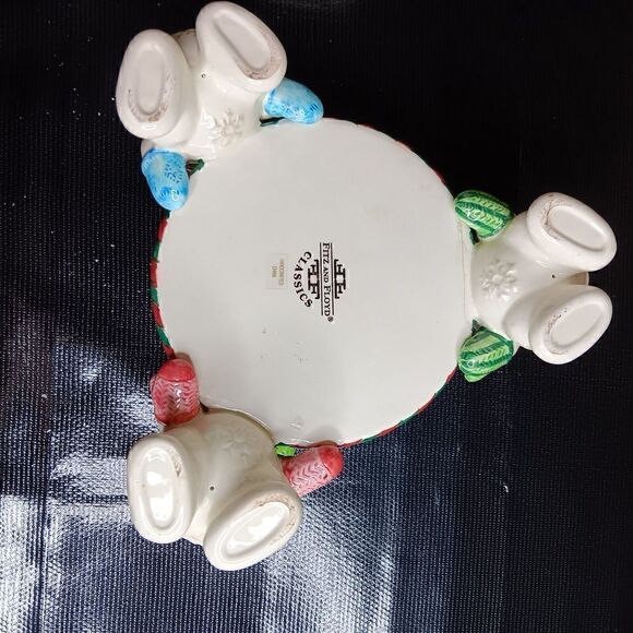 Fitz & Floyd Christmas Frosty Folks Snowman Pillar Candle Holder Collectible - Picture 10 of 16